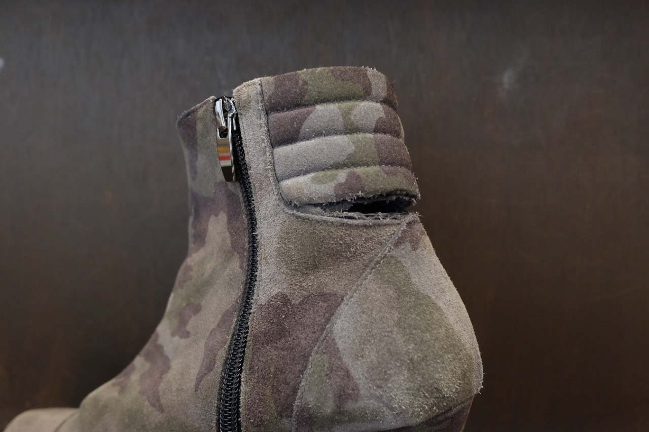 婦人ブーツ シャフト破れ当て革修理